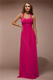 Sheath/Column Halter Sleeveless Long Ruffles Chiffon Bridesmaid Dresses TPP0005445