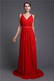 A-Line/Princess V-neck Sleeveless Long Ruffles Chiffon Bridesmaid Dresses TPP0005515