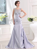 Trumpet/Mermaid Beading Sleeveless Elastic Woven Satin Long Dresses TPP0004546