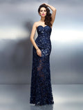 Trumpet/Mermaid Sweetheart Beading Sleeveless Long Elastic Woven Satin Dresses TPP0003606