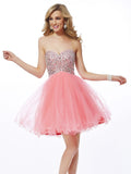 A-Line/Princess Sweetheart Sleeveless Beading Short Net Homecoming Dresses TPP0008479