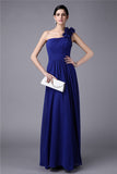 Sheath/Column One-Shoulder Sleeveless Pleats Long Chiffon Bridesmaid Dresses TPP0005498