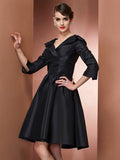 A-Line/Princess V-neck 3/4 Sleeves Short Taffeta Mother of the Bride Dresses TPP0007247