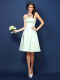 A-Line/Princess Strapless Sleeveless Short Satin Bridesmaid Dresses TPP0005623