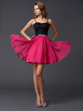 A-Line/Princess Spaghetti Straps Sleeveless Short Chiffon Homecoming Dresses TPP0008589