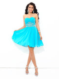 A-Line/Princess Sweetheart Pleats Sleeveless Short Chiffon Cocktail Dresses TPP0008320