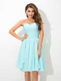 A-Line/Princess Sweetheart Pleats Sleeveless Short Chiffon Bridesmaid Dresses TPP0005491