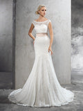 Sheath/Column Sheer Neck Sash/Ribbon/Belt Sleeveless Long Lace Wedding Dresses TPP0006482