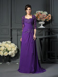 A-Line/Princess Sweetheart Applique 1/2 Sleeves Long Chiffon Mother of the Bride Dresses TPP0007133