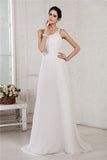 A-Line/Princess One-Shoulder Sleeveless Beading Applique Long Chiffon Wedding Dresses TPP0006967