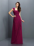 A-Line/Princess Straps Pleats Sleeveless Long Chiffon Bridesmaid Dresses TPP0005181