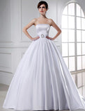 Ball Gown Beading Strapless Sleeveless Long Satin Wedding Dresses TPP0006861