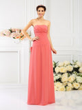 Sheath/Column Strapless Hand-Made Flower Sleeveless Long Chiffon Bridesmaid Dresses TPP0005753