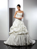 Ball Gown Sweetheart Sleeveless Long Satin Wedding Dresses TPP0006898