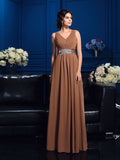 A-Line/Princess V-neck Pleats Sleeveless Long Chiffon Mother of the Bride Dresses TPP0007310