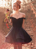 A-Line/Princess Spandex Ruffles Off-the-Shoulder Sleeveless Short/Mini Homecoming Dresses TPP0003598