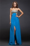 Sheath/Column Strapless Sequin Lace Sleeveless Long Chiffon Dresses TPP0004259