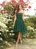 A-Line/Princess Sweetheart Hand-Made Flower Sleeveless Short Chiffon Bridesmaid Dresses TPP0005463