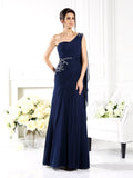 Sheath/Column One-Shoulder Sleeveless Long Chiffon Mother of the Bride Dresses TPP0007148