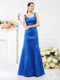 Sheath/Column Straps Sleeveless Long Satin Bridesmaid Dresses TPP0005554