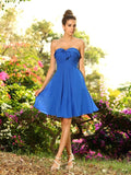 A-Line/Princess Sweetheart Pleats Sleeveless Short Chiffon Bridesmaid Dresses TPP0005549