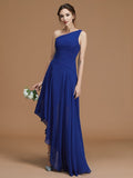 A-Line/Princess One-Shoulder Sleeveless Asymmetrical Ruffles Chiffon Bridesmaid Dresses