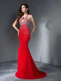 Trumpet/Mermaid Halter Beading Sleeveless Long Chiffon Dresses TPP0002024