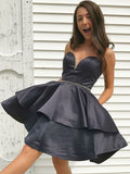 A-Line/Princess Satin Layers Sweetheart Sleeveless Short/Mini Homecoming Dresses TPP0004202