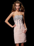 A-Line/Princess Sweetheart Sleeveless Beading Short Chiffon Homecoming Dresses TPP0008476