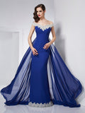 Trumpet/Mermaid Off the Shoulder Sleeveless Applique Long Chiffon Dresses TPP0002321