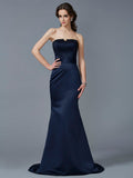 Trumpet/Mermaid Strapless Sleeveless Beading Long Satin Dresses TPP0003093