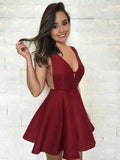 A-Line/Princess Satin Ruffles V-neck Sleeveless Short/Mini Homecoming Dresses TPP0008709