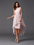 A-Line/Princess Scoop Sash/Ribbon/Belt Sleeveless High Low Chiffon Bridesmaid Dresses TPP0005166