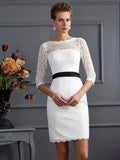 Sheath/Column Scoop 3/4 Sleeves Sash/Ribbon/Belt Short Lace Mother of the Bride Dresses TPP0007194