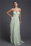 Sheath/Column Sweetheart Sleeveless Long Ruffles Chiffon Dresses TPP0004477