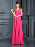 A-Line/Princess Spaghetti Straps Sleeveless Long Chiffon Bridesmaid Dresses TPP0005714