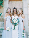 A-Line/Princess Off-the-Shoulder Sleeveless Chiffon Bridesmaid Dresses TPP0005150