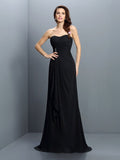 Trumpet/Mermaid Strapless Pleats Sleeveless Long Chiffon Bridesmaid Dresses TPP0005474