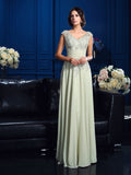 A-Line/Princess V-neck Applique Sleeveless Long Chiffon Mother of the Bride Dresses TPP0007174