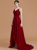 A-Line/Princess Spaghetti Straps Sleeveless Asymmetrical Ruffles Chiffon Bridesmaid Dresses TPP0005312