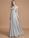 A-Line/Princess Sweetheart Sleeveless Ruched Floor-Length Chiffon Bridesmaid Dresses TPP0005051