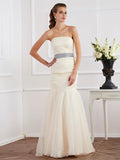 Trumpet/Mermaid Strapless Sleeveless Sash/Ribbon/Belt Long Organza Dresses TPP0003776