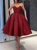 Ball Gown Satin Ruffles Sweetheart Sleeveless Knee-Length Homecoming Dresses TPP0008713