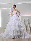 Beading Ball Gown Long Organza Sweetheart Applique Wedding Dresses TPP0006976