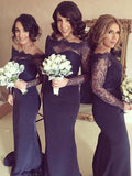 Trumpet/Mermaid Off-the-Shoulder Long Sleeves Stretch Crepe Sweep/Brush Train Bridesmaid Dresses TPP0005138