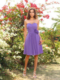 A-Line/Princess Sweetheart Hand-Made Flower Sleeveless Short Chiffon Bridesmaid Dresses TPP0005724