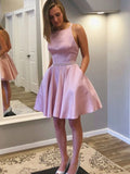 A-Line/Princess Satin With Rhinestone Straps Sleeveless Short/Mini Homecoming Dresses TPP0004532