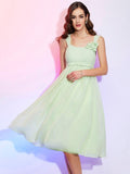 A-Line/Princess Straps Sleeveless Pleats Short Chiffon Bridesmaid Dresses TPP0005216