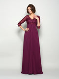 A-Line/Princess V-neck Beading 3/4 Sleeves Long Chiffon Mother of the Bride Dresses TPP0007205