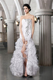 Sheath/Column Strapless Sleeveless Beading Long Organza Wedding Dresses TPP0006847